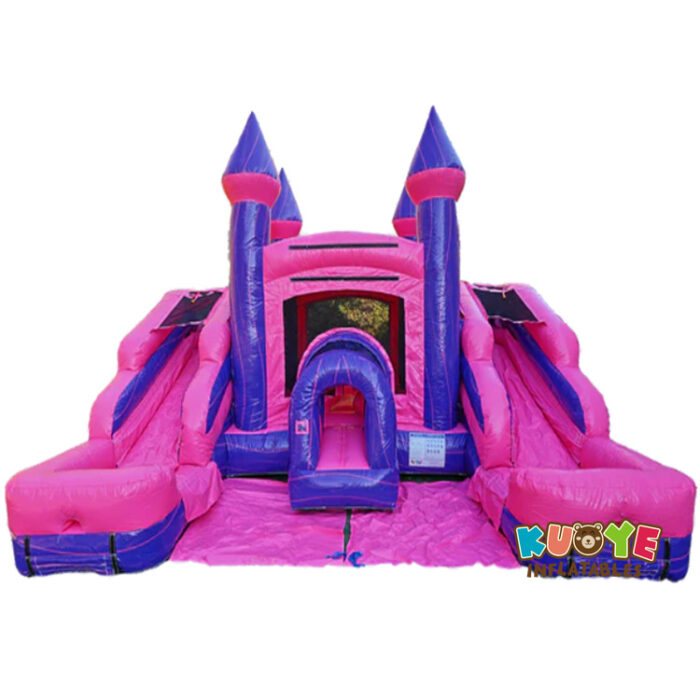CB600 Double Lane Pink Jumping Castle with Slide and Pool Combo Units for sale