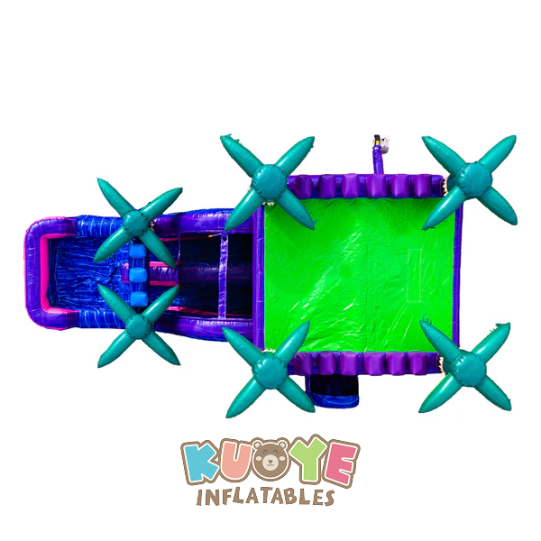 Pink and Purple Palm Tree Bounce House Slide Combo With Pool Pink and Purple Palm Tree Bounce House Slide Combo With Pool