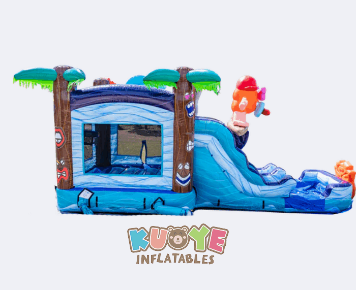 CB599 Double Lane Tiki Tovi Hounce House Combo with Water Pool Combo Units for sale 2