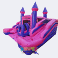 Double lane Pink Jumping Castle With Slide and Pool
