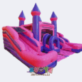 Double lane Pink Jumping Castle With Slide and Pool