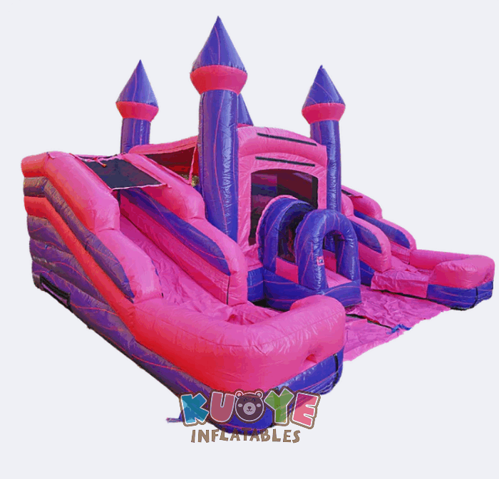 CB600 Double Lane Pink Jumping Castle with Slide and Pool Combo Units for sale 2