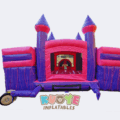 Double lane Pink Jumping Castle With Slide and Pool