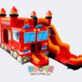 Fire Truck Bounce House With Slide And Pool