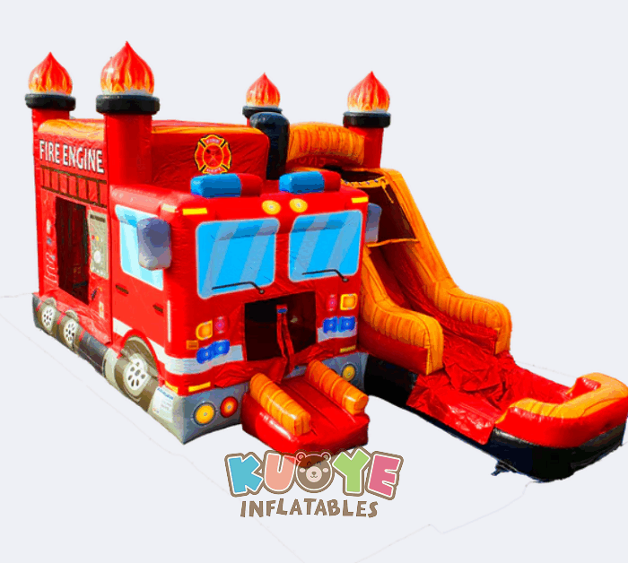 CB602 Fire Truck Bounce House with Slide and Pool Combo Units for sale 2