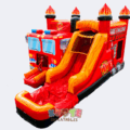 Fire Truck Bounce House With Slide And Pool
