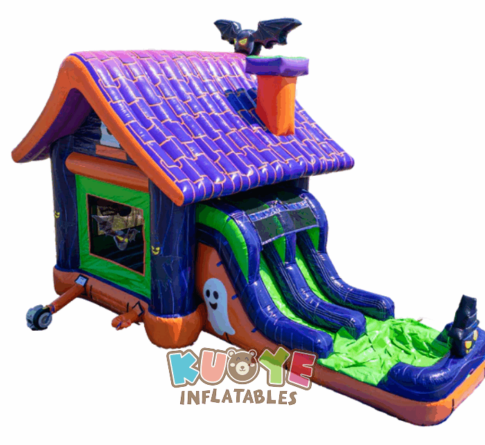 CB605 Duoble Lane Halloween Haunted House Bounce House Combo Combo Units for sale 2