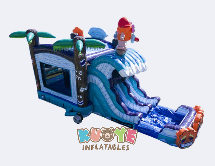 Double Lane Tiki Tovi Hounce House Combo With Water Pool