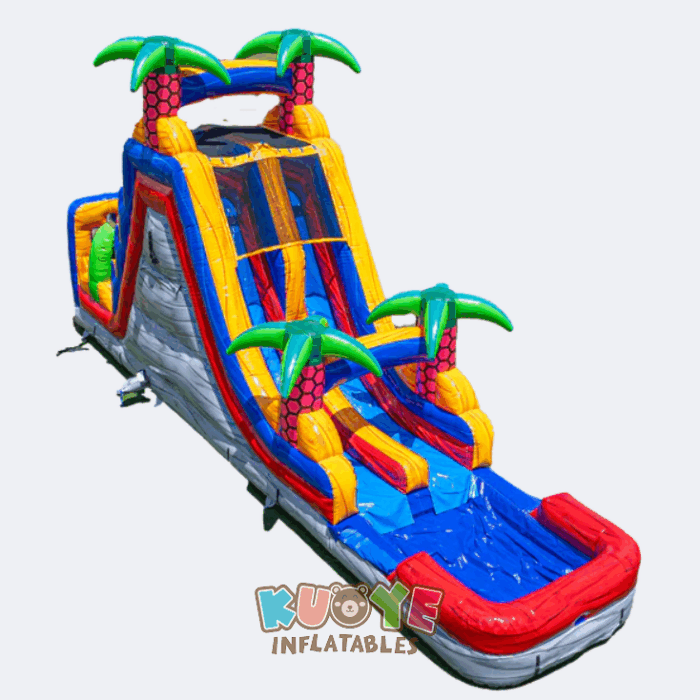 WS407 Tropical Palms Obstacle Course Water Slide with Pool Water Slides for sale 2