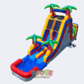 Tropical Palms Obstacle Course Water Slide with Pool