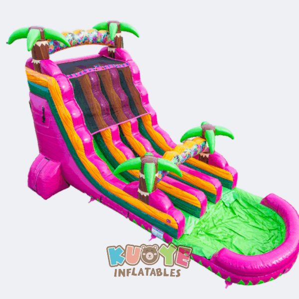Dual Lane Tropical Palms Inflatable Water Slide Dual Lane Tropical Palms Inflatable Water Slide