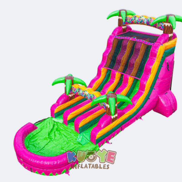Dual Lane Tropical Palms Inflatable Water Slide Dual Lane Tropical Palms Inflatable Water Slide