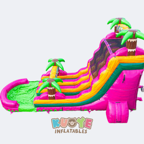 Dual Lane Tropical Palms Inflatable Water Slide Dual Lane Tropical Palms Inflatable Water Slide