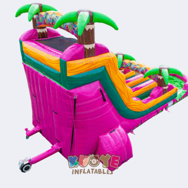 Dual Lane Tropical Palms Inflatable Water Slide Dual Lane Tropical Palms Inflatable Water Slide