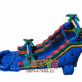 Blue Tropical Palms Inflatable Water Slide