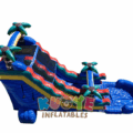 Blue Tropical Palms Inflatable Water Slide