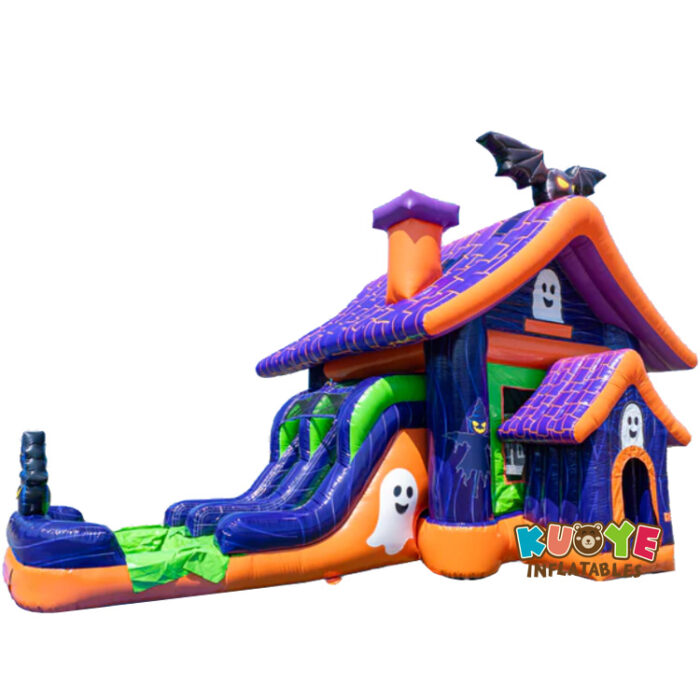 CB605 Duoble Lane Halloween Haunted House Bounce House Combo Combo Units for sale