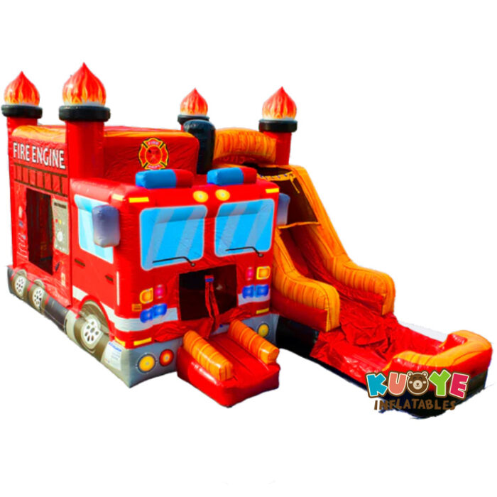 CB602 Fire Truck Bounce House with Slide and Pool Combo Units for sale