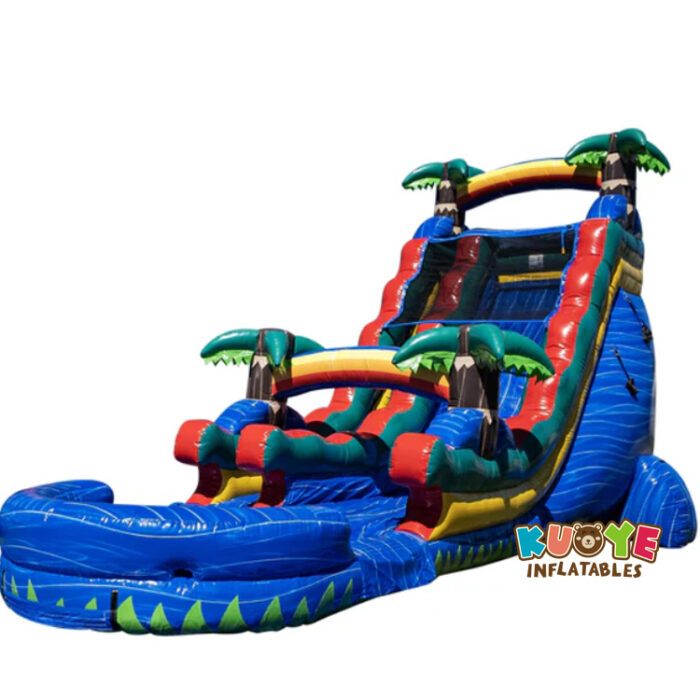WS413 Blue Tropical Palms Inflatable Water Slide Water Slides for sale