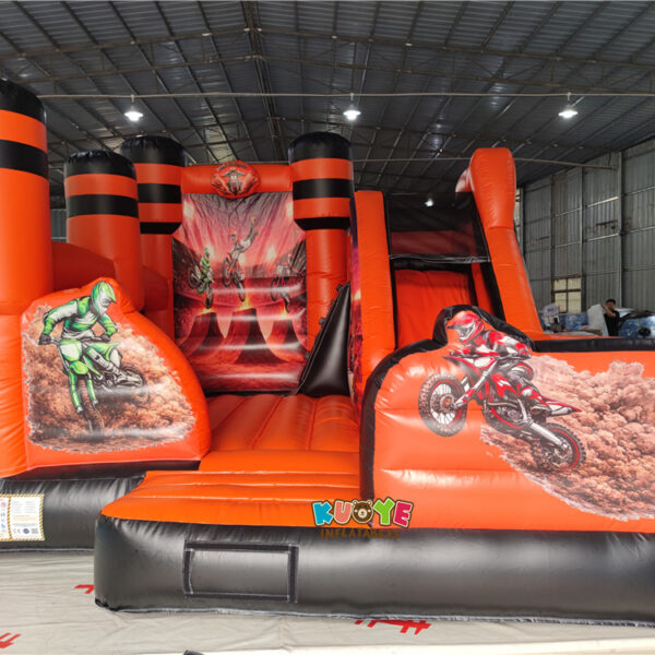 Boys Motorcycle Racing Theme Inflatable Bounce Castle with Slide (13) Boys Motorcycle Racing Theme Inflatable Bounce Castle with Slide (13)